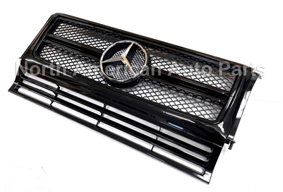 G-Wagon G63  Style All Black Grille With Chrome Star W463 1989-2018 G500 G550 G63 G55