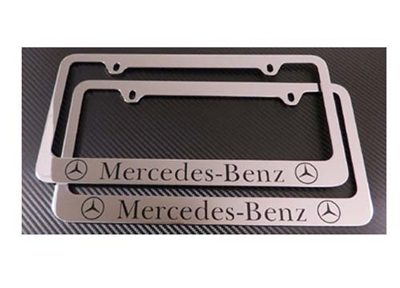 2 Mercedes-Benz Chrome Metal License Plate Frame + Screw Caps