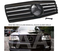 S-Class Sedan Grille All Black Grille W/Black Star 92-99 W140 S420/S500/S600/Sel