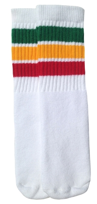 Kids rasta socks with Green-Gold-Red stripes