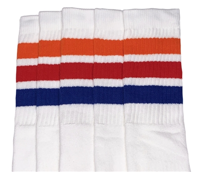 Kids socks with Orange-Red-Royal Blue stripes