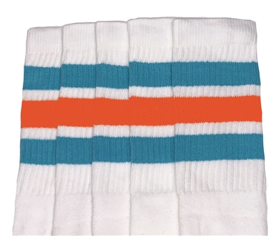 Kids socks with Aqua-Orange stripes