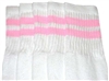 Mid calf White tube socks with Baby Pink stripes style 2