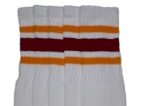 Mid calf socks with Gold-Maroon stripes