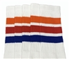 Mid calf socks with Orange-Red-Royal Blue stripes