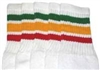 Mid calf socks with Green-Gold-Red stripes