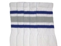 Mid calf socks with Royal Blue-Grey stripes