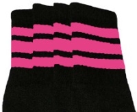Mid calf socks with BubbleGum Pink stripes