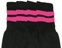 Mid calf socks with BubbleGum Pink stripes