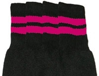 Mid calf socks with Hot Pink stripes