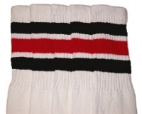 Mid calf socks with Black-Red stripes