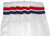 Mid calf socks with Red-Royal Blue stripes