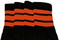 Knee high socks with Orange stripes