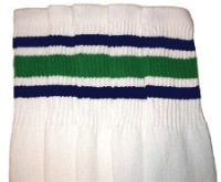 Knee high socks with Royal Blue-Green stripes