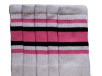 Knee high socks with BubbleGum Pink-Black stripes