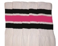 Knee high socks with Black-BubbleGum Pink stripes