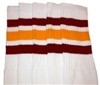 Knee high socks with Maroon-Gold stripes