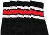 Knee high socks with White-Red stripes