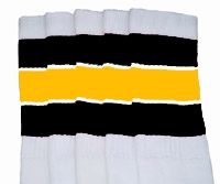 Knee high socks with Black-Gold stripes