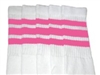 Knee high socks with BubbleGum Pink stripes