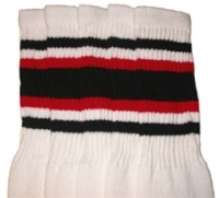 Knee high socks with Black-Red stripes