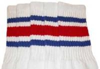 Knee high socks with Royal Blue-Red stripes