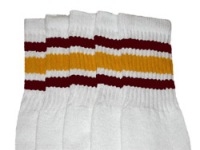 Knee high socks with Maroon-Gold stripes