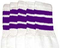 Knee high socks with Purple stripes