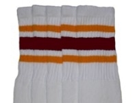 Knee high socks with Gold-Maroon stripes