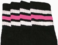 Knee high socks with White-BubbleGum Pink stripes