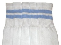 Knee high socks with Baby Blue stripes