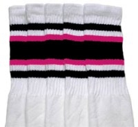 Knee high socks with Black-Hot Pink stripes