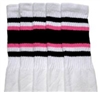 Over the knee socks with Black-BubbleGum Pink stripes