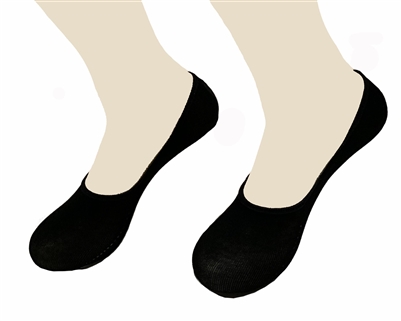 Womens MEDIUM Black Italian cotton no show sock liner with Anti-slide