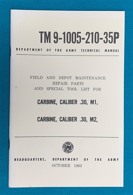 Book Manual, Parts TM 9-1005-210-35P M1 Carbine