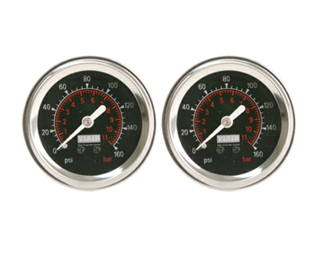 2 Pack Viair 2" Diameter 160 PSI Single Needle Black Face Gauges - Free Shipping