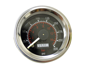 Viair 2.0" Diameter 220 PSI Dual Needle Black Face Gauge - FREE SHIPPING