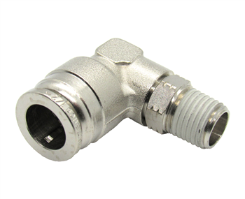 1/2" Hose X 1/4" NPT 90 Degree Nickel Plated Brass Connector Swivel Elbow.