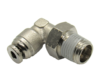 1/8" Hose X 1/8" NPT 90 Degree Nickel Plated Brass Connector Swivel Elbow.
