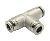 1/4 X 1/4 X 1/4 Push to Connect Union Tee Nickel Plated Brass Fitting,Sold eah!