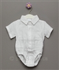 Christening Baptism linen baby boy shirt bodysuit
