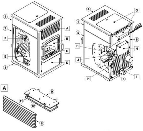 OsburnWoodStoves.com - Every part for the Osburn 7000. Select the Osburn 7000 part from the drop down menu after looking at the parts diagram.