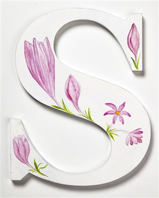 The letter 'S' depicting the wild flower Saffron from our unique Wild Flower Alphabet.