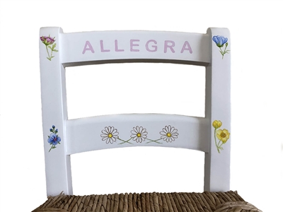 Hand Painted Wild Flower Rush Seat Chair