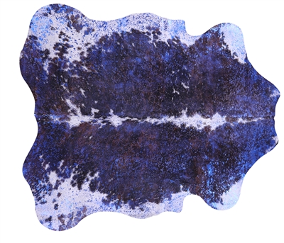 Blue Metallic Cowhide Rug