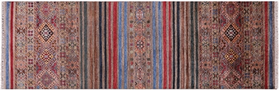 Super Kazak Khorjin Hand Knotted Wool Runner Rug