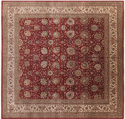 Square Fine Persian Tabriz Hand Knotted Wool Rug