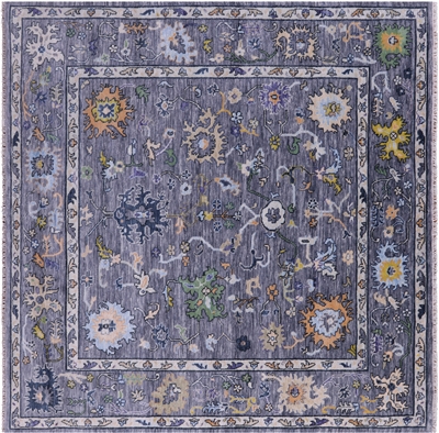 Square Handmade Turkish Oushak Wool Rug