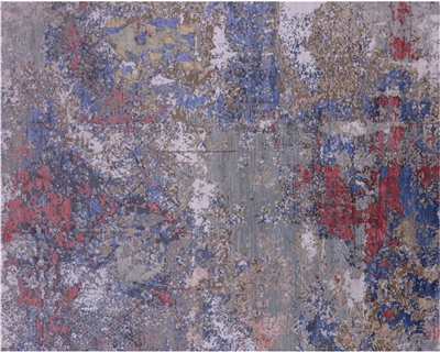 Abstract Wool & Silk Hand Knotted Rug