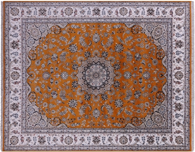 Persian Nain Hand Knotted Wool & Silk Rug